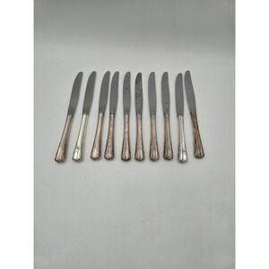 Holmes & Edwards May Queen Silverplate Dinner Knives Set of 10 Floral 9.25in